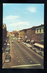 Brattleboro, Vermont,VT Postcard, Main Street, Downtown, 1950's Cars