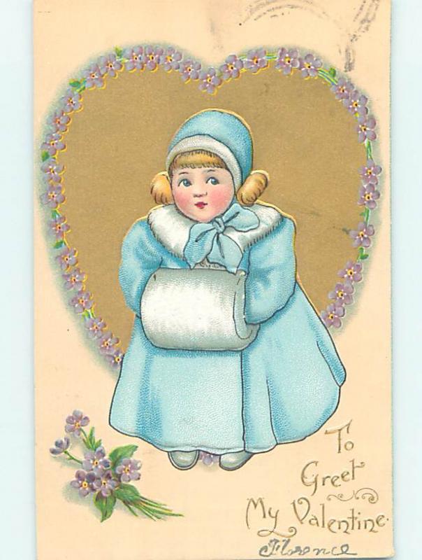 Pre-Linen valentine tuck FASHION - CUTE GIRL WITH MUFF HAND WARMER HJ2431