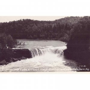 RPPC-Cumberland Falls at Flood Stage-Cumberland Falls State Park-Kentucky