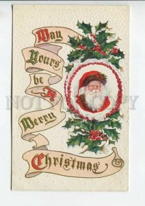 443908 SANTA CLAUS Christmas NEW YEAR Vintage postcard EMBOSSED