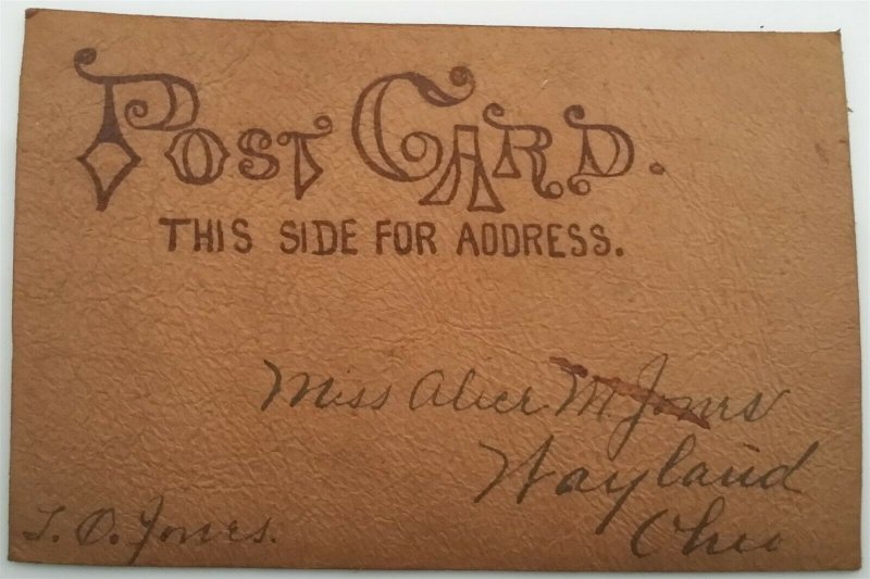 Leather Postcard OH Maryland WANTED - A good Man - Old Woman on Chair 1905 L15