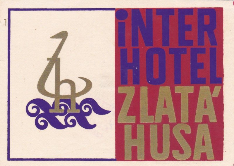 Czechoslovakia Interhotel Zlata Husa Vintage Luggage Label sk3613