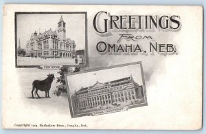 Omaha Nebraska Postcard Greetings Post Office Auditorium c1905 Vintage Antique