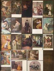 Lot 20 vintage fine art postcards music instruments violin harp cello lyra piano 