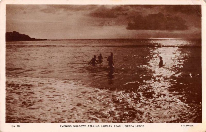 Lumley Beach Sierra Leone West Africa Night Swimming Real Photo PC AA50715