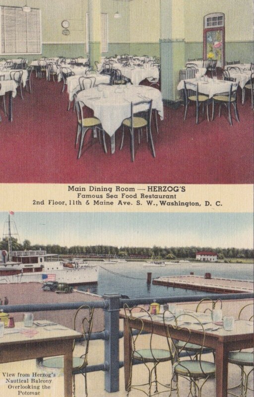 Washington D C Herzog's Seafood Restaurant Main Dining Room & Balcony Views 1816