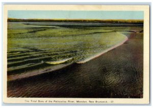 c1940's The Tidal Bore of the Petitcodiac River Moncton NB Canada Postcard