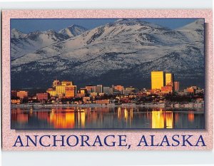 Postcard Spectacular reflection Shot of Anchorage from Earthquake Park Alaska