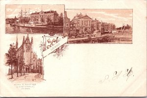 Netherlands Leiden Multiview Vintage Postcard 09.06