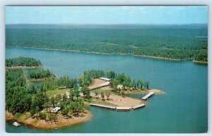 MT. IDA, Lake Ouachita AR ~Aerial View SHANGRI-LA RESORT Roadside 1960s Postcard