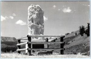 RPPC  DUBOIS, Wyoming  WY   Highway 287 TIE HACK MONUMENT Sanborn Y2627 Postcard