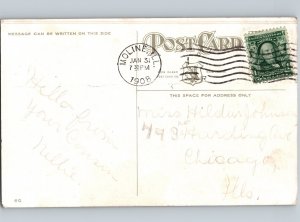 c1908 Moline Post Office Rock Island County Illinois IL Postcard