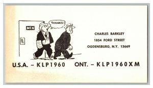 Postcard QSL Radio Card From Ogdensburg N.Y. New York KLP1960 