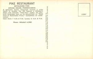 Spring House Pennsylvania Pike Restaurant Exterior Vintage Postcard JC932797