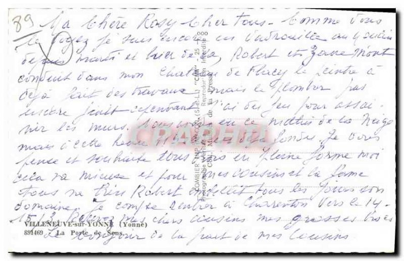 Old Postcard Villeneuve sur Yonne Yonne Sens Gate