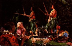 Hawaii Honolulu Hula Girls Entertain At Luau Feast