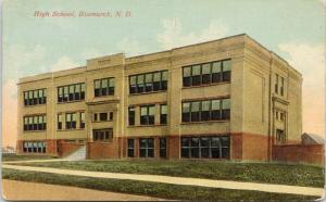 High School Bismarck ND North Dakota Postcard D82
