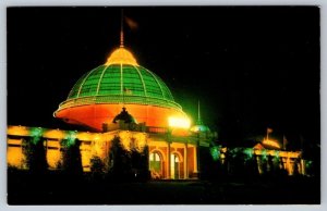 CNE, Horticultural Building, Night View, Toronto Canada, Vintage Chrome Postcard