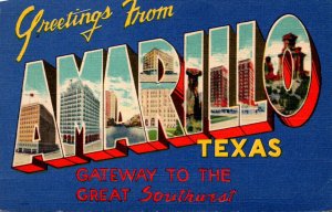 Texas Greetings From Amarillo Large Letter Linen 1944