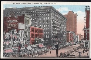 3820) New York BUFFALO Main Street from Shelton Square parade store fronts - WB