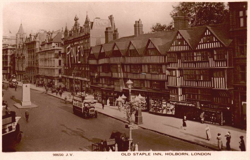 Holborn London, Old Staple Inn Historic Hotel Building Roneo, Vintage Postcard