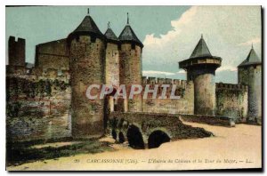 Postcard Old Carcassonne Cite the Chateau entrance and Tour du Major