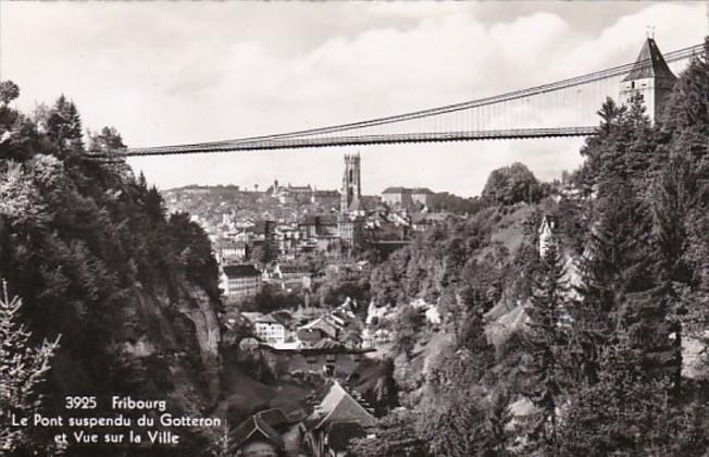 Switzerland Fribourg Le Pont Suspendu Du Gotteron Et Vue Sur La Ville Photo Hippostcard