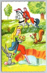 Walt Disney Productions~Prince Charming & Sleeping Beauty~1960 Belgium Postcard