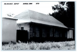 c1979 Milwaukee Akron Iowa IA Railroad Train Depot Station RPPC Photo Postcard