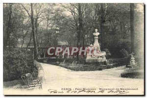Postcard Old Paris Parc Monceau Monument de Maupassant