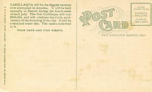 MI - Detroit, 1912. Cadillaqua Water Fete Carnival.   *VERY RARE CARD*