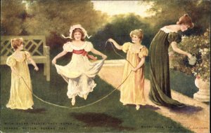 PEARKS BUTTER and TEA Children Jumping Skipping Rope Antique Postcard