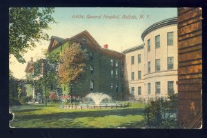 Buffalo, New York/NY Postcard, Early View Of General Hospital, Fountain