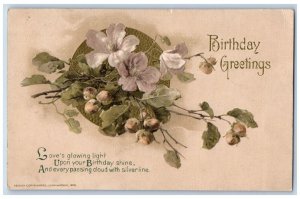 John Winsch Artist Signed Postcard Birthday Greetings Flowers c1910's Antique