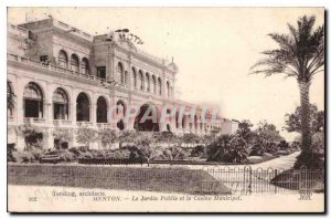 Old Postcard Menton the Public Garden and the Municipal Casino