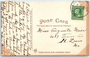 c1909 Shawano, Wis. St. Jakobi School Litho Photo Postcard Steam Launch A33