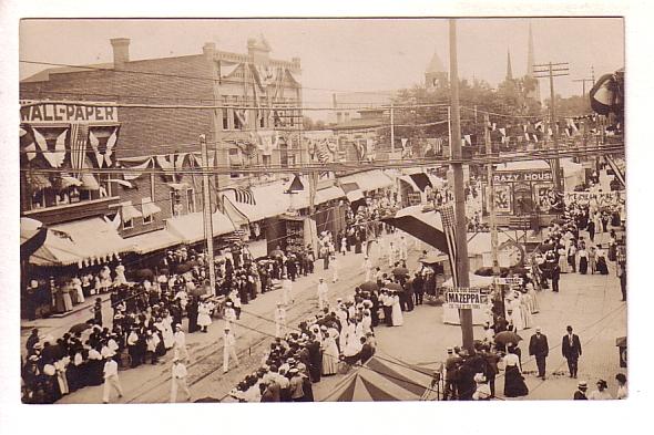 The Boys Marching, Flags on Main Street, Norwalk, Ohio, Real Photo