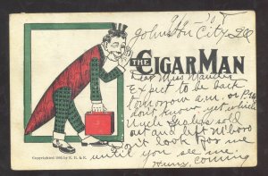 THE CIGAR MAN HOBO BUM DRIFTER JOHNSTON CITY ILLINOIS VINTAGE POSTCARD