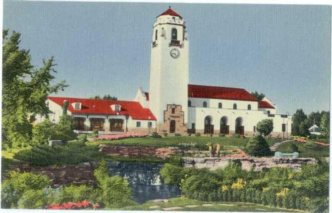 Linen Card of Union Pacific Passenger Station Boise Idaho ID