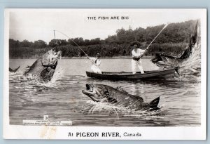 Canada Postcard The Fish Are Big Giant at Pigeon River c1910 RPPC Photo