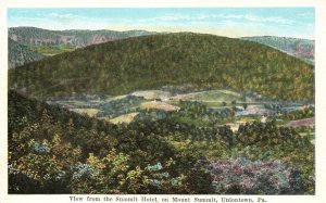 Vintage Postcard View From Summit Hotel Mount Summit Uniontown Pennsylvania PA