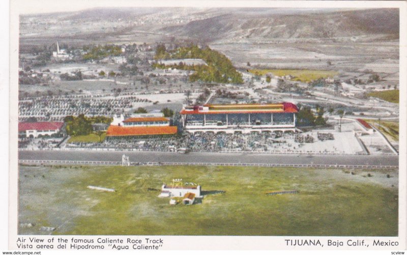 TIJUANA, Baja California, Mexico, 1950 ; Air view, Caliente Race Track