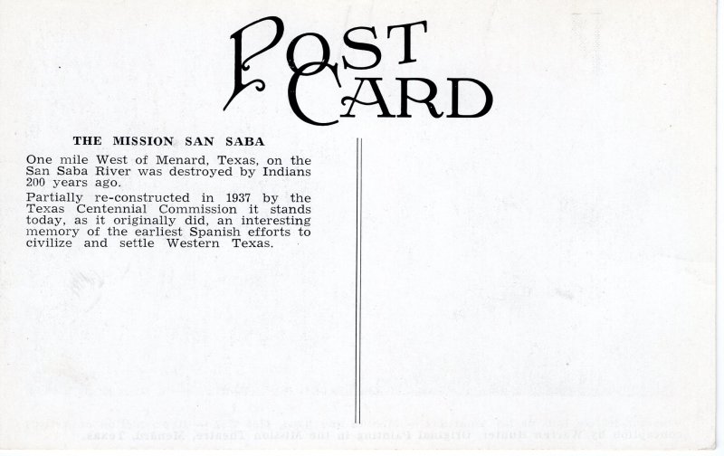 US    PC5231 MISSION SAN SABA, MENARD, TEXAS