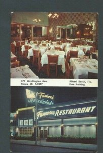 Ca 1960 Post Card Miami Beach FL Famous Restaurant Prints A Small List Of-------