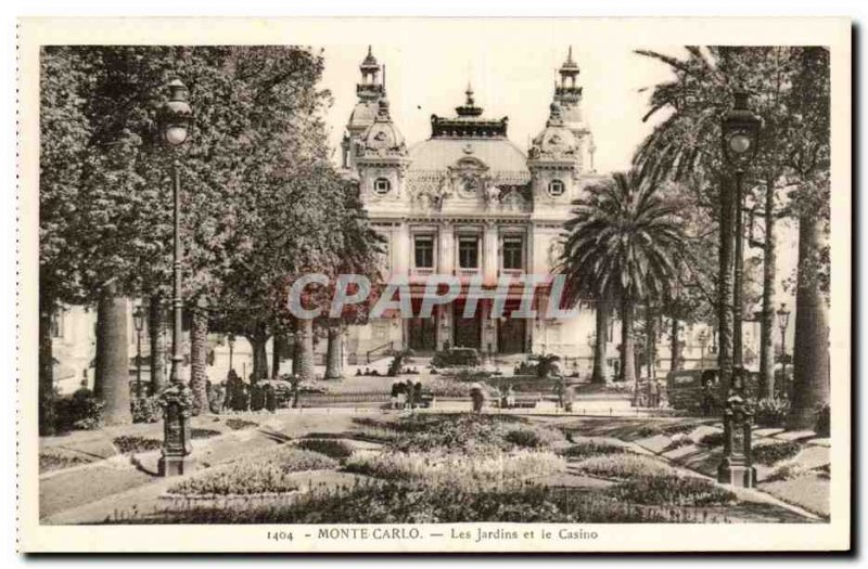 Monaco Monte Carlo Old Postcard Gardens and Casino