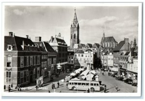 c1940's Bus Cars The Hague Grote Market Netherlands Unposted RPPC Photo Postcard