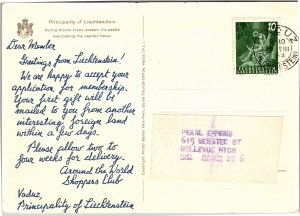 Postcard Liechtenstein Castle overlooking the capital Vaduz