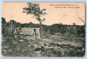Perham Minnesota Postcard Indian Graves Squaw Point Big Pine Lake 1910 Unposted
