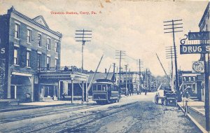 J44/ Corry Pennsylvania Postcard c1910 Trolley Traction Station Depot 178