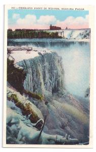 Niagara Falls Postcard Terrapin Point in Winter Vintage NY